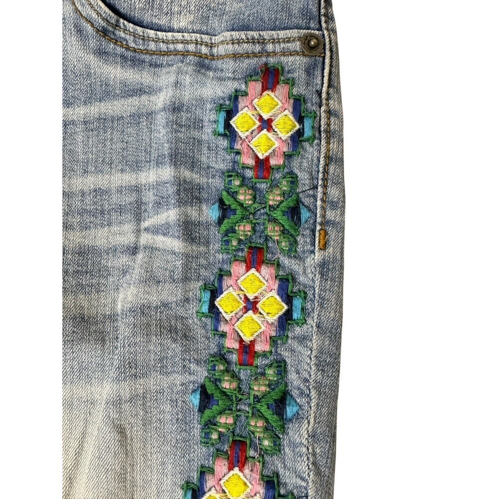 DRIFTWOOD Jackie High Rise Embroidered Aztec Tribal Skinny Ankle Jeans Size 30 - Picture 5 of 9